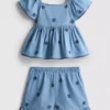 1,5-9 anos | Conjunto de blusa e calções em chambray
