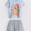 1-9 anos | Conjunto de t-shirt e saia tutu das Princesas da Disney
