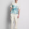 Camisa de calção de manga curta com botões e estampado panorâmico