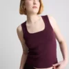 Camisola sem mangas de malha com decote quadrado
