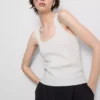 Camisola sem mangas de malha com decote quadrado