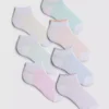Conjunto de 7 meias curtas com riscas multicoloridas
