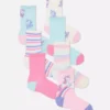 Conjunto de 7 pares de meias curtas com unicórnios