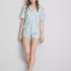 Conjunto de pijamas curto estilo «boyfriend» com estampado «Breakfast»