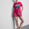 Pijamas curto de algodão com estampado gráfico para damas de honra