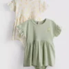 0-18 meses | Conjunto de 2 vestidos tipo smock para recém-nascidos