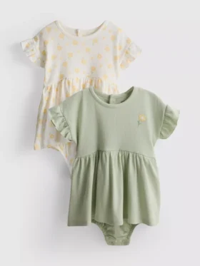 0-18 meses | Conjunto de 2 vestidos tipo smock para recém-nascidos