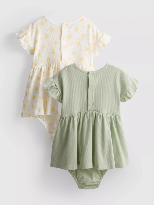 0-18 meses | Conjunto de 2 vestidos tipo smock para recém-nascidos