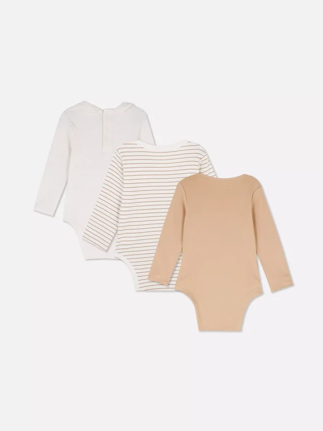 0-18 meses | Conjunto de 3 bodys de manga comprida para recém-nascidos «Room to Grow»