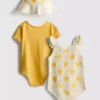 0-18 meses | Conjunto para recém-nascido com 2 bodys e chapéu de sol