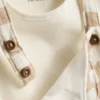 0-18 meses | Conjunto para recém-nascido com body e macacão xadrez