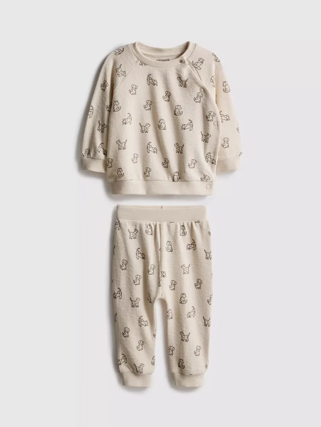 0-18 meses | Conjunto para recém-nascidos com camisola com motivo de cão e calças de fato de treino