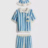 0-18 meses | Conjunto para recém-nascidos com polo às riscas, calções e chapéu