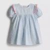 0-18 meses | vestido de recém-nascido às riscas em seersucker