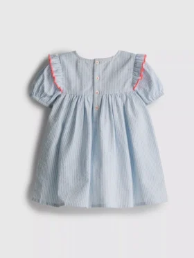 0-18 meses | vestido de recém-nascido às riscas em seersucker