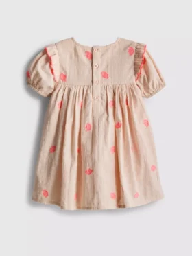 0-18 meses | Vestido tipo smock para recém-nascido com bordado de concha