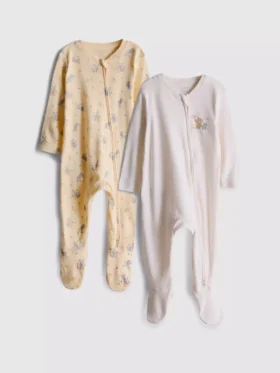 0-24 meses | Conjunto de 2 pijamas com fecho de correr bidirecional