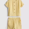 0-24 meses | Conjunto de camisa e calções em tecido de gaze