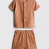 0-24 meses | Conjunto de camisa e calções em tecido de gaze