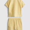0-24 meses | Conjunto de camisa e calções em tecido de gaze