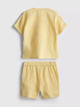0-24 meses | Conjunto de camisa e calções em tecido de gaze