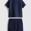 0-24 meses | Conjunto de camisa e calções em tecido de gaze