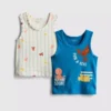 0-36 meses | Conjunto de 2 camisolas sem mangas com motivos marinhos