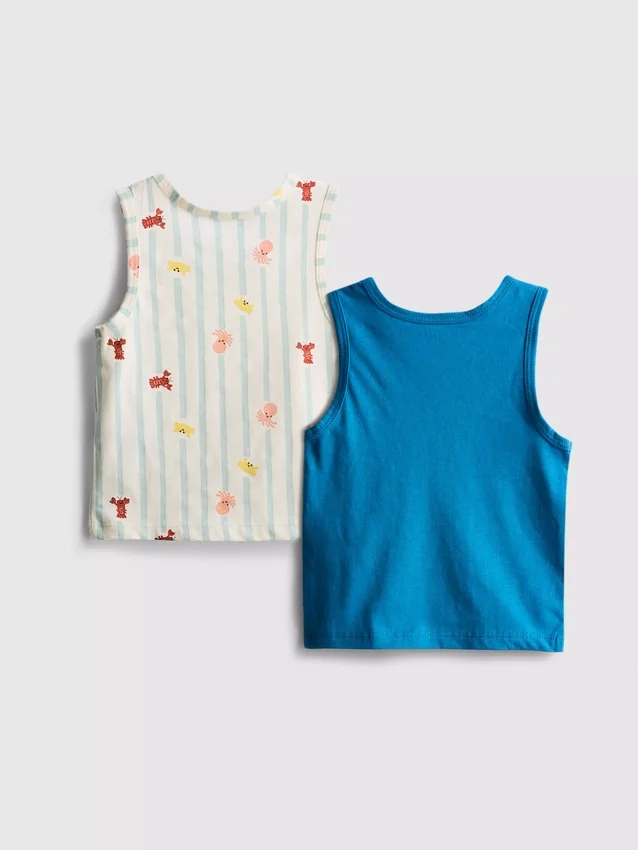 0-36 meses | Conjunto de 2 camisolas sem mangas com motivos marinhos
