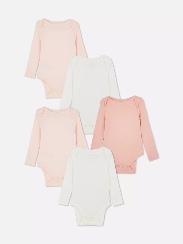 0-36 meses | Conjunto de 5 bodys de manga comprida