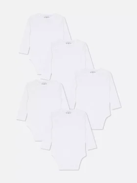 0-36 meses | Conjunto de 5 bodys essenciais de manga comprida