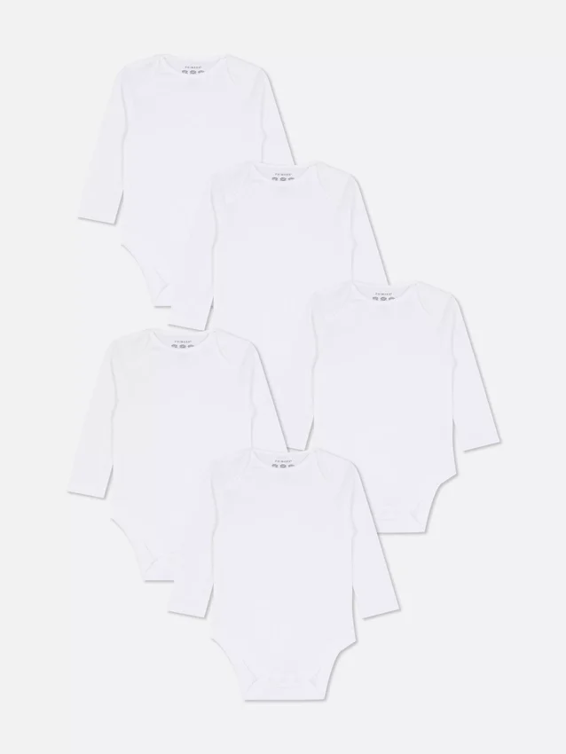 0-36 meses | Conjunto de 5 bodys essenciais de manga comprida