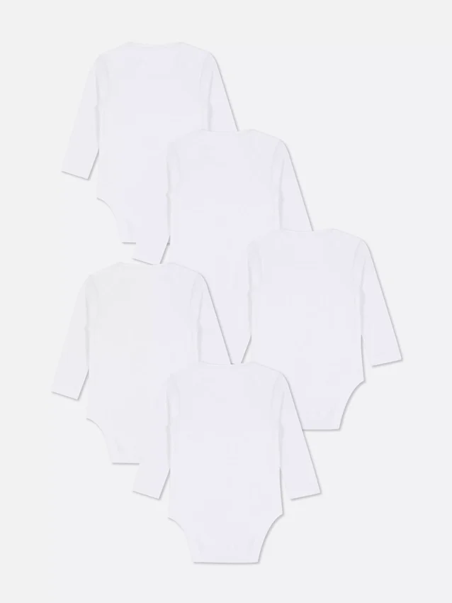 0-36 meses | Conjunto de 5 bodys essenciais de manga comprida
