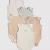 0-36 meses | Conjunto de 5 bodys sem mangas