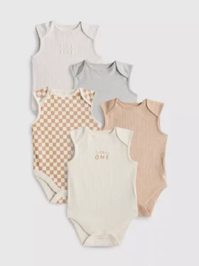 0-36 meses | Conjunto de 5 bodys sem mangas