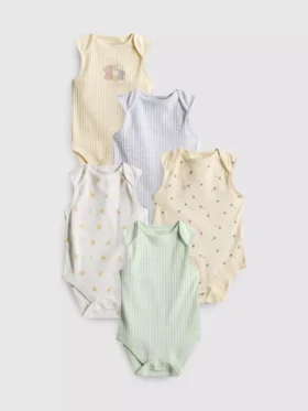0-36 meses | Conjunto de 5 bodys sem mangas