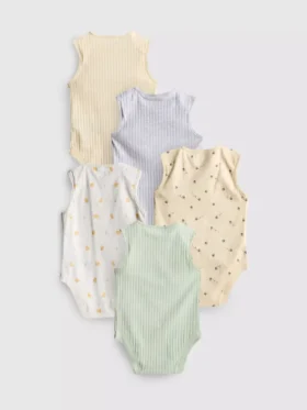 0-36 meses | Conjunto de 5 bodys sem mangas