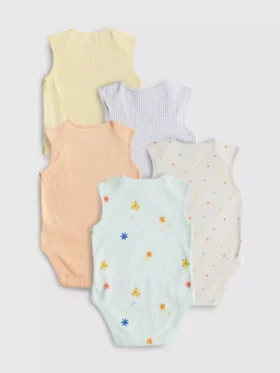 0-36 meses | Conjunto de 5 bodys sem mangas