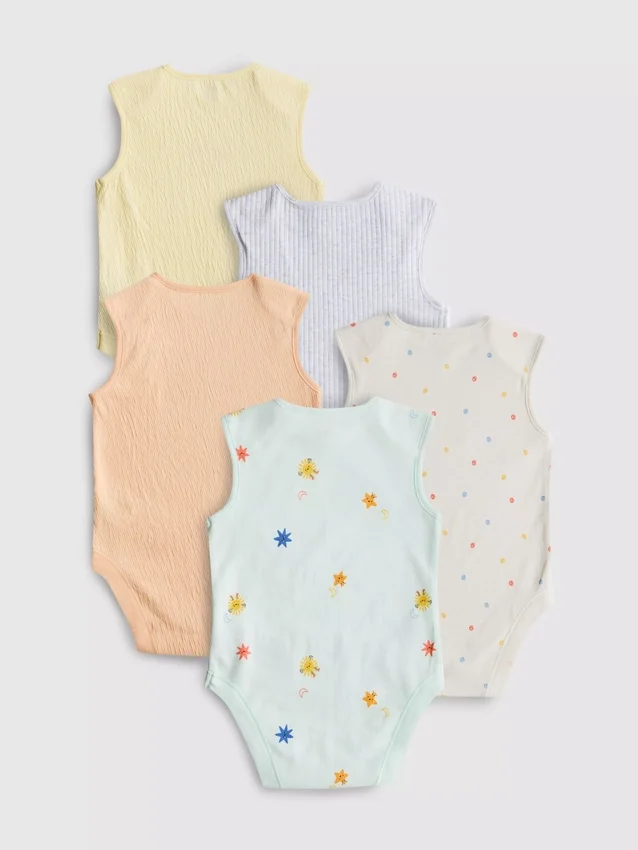 0-36 meses | Conjunto de 5 bodys sem mangas