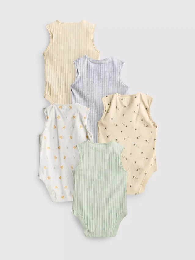 0-36 meses | Conjunto de 5 bodys sem mangas