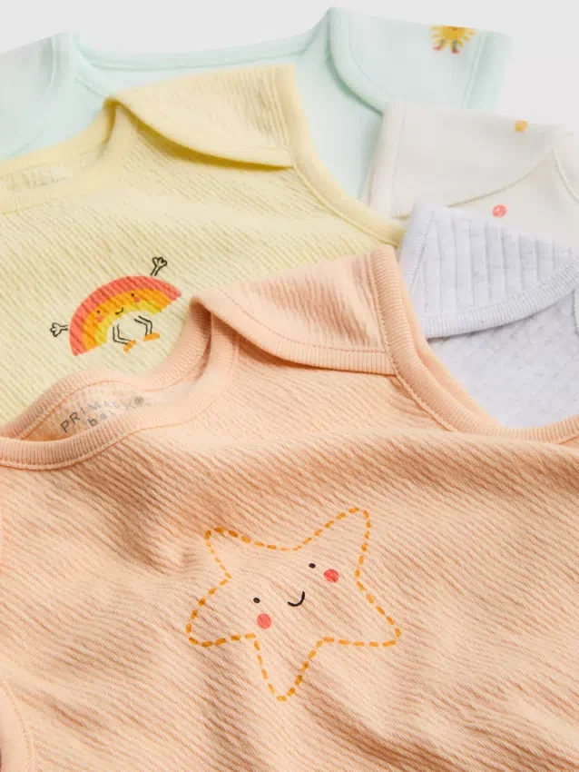 0-36 meses | Conjunto de 5 bodys sem mangas