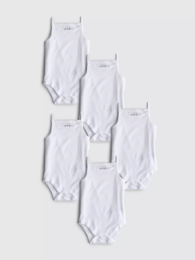 0-36 meses | Conjunto de 5 bodys sem mangas com alças