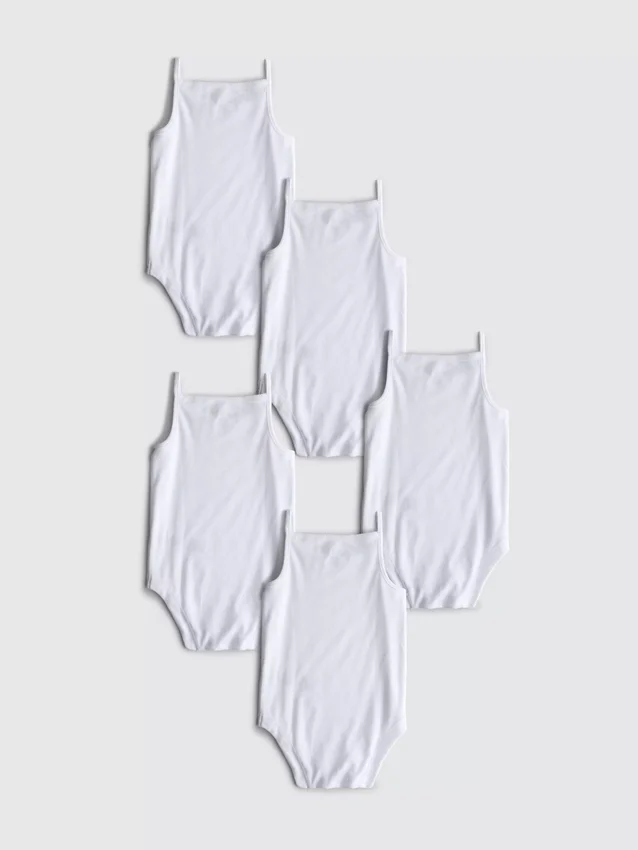 0-36 meses | Conjunto de 5 bodys sem mangas com alças