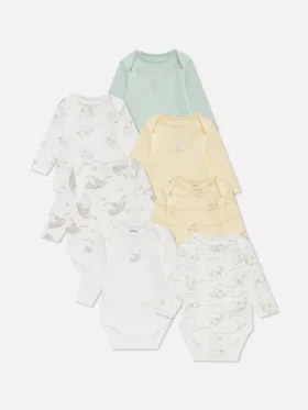 0-36 meses | Conjunto de 7 bodys de manga comprida do Dumbo da Disney