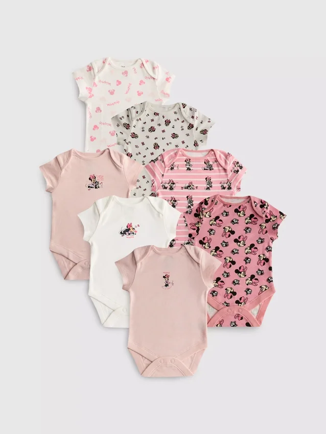 0-36 meses | Conjunto de 7 calções de manga curta da Minnie Mouse da Disney