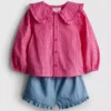 0-36 meses | Conjunto de blusa com gola e calções com folhos