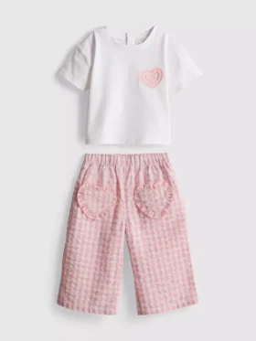 0-36 meses | Conjunto de camisas com bolso em forma de coração e calças