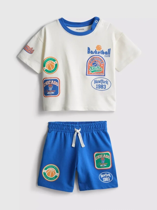 0-36 meses | Conjunto de camisas com motivo de basquetebol e calções