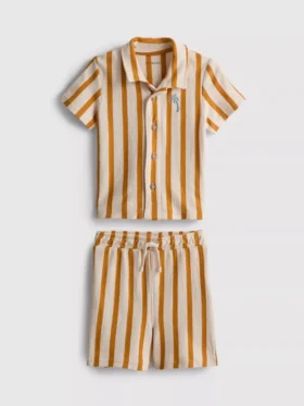0-36 meses | Conjunto de camisas e calções com padrão às riscas