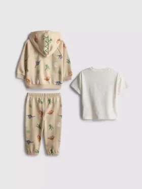 0-36 meses | Conjunto de t-shirt, camisola com capuz e calças de fato de treino «Jurassic World»