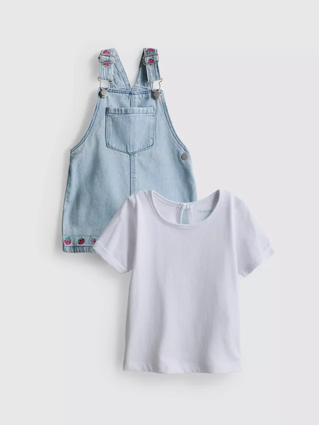 0-36 meses | Conjunto de t-shirt e macacão com bordados de frutas